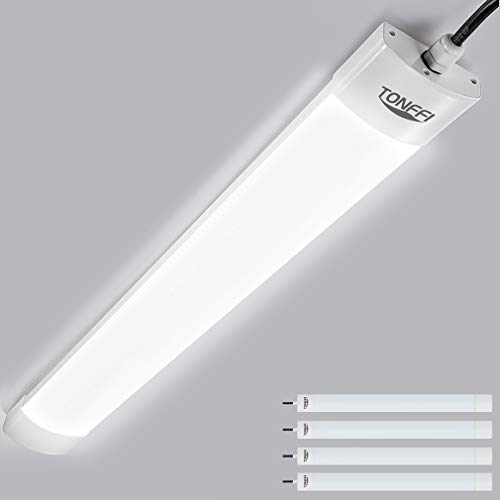 TONFFI 4 Stück Feuchtraumleuchte LED 60CM 18W 1800LM Led Röhre 5000K Kaltweiß Flimmerfrei IP65 Wasserfest Wandleuchte Feuchtraumlampe für Hof Garten Garage Keller Werkstatt Büro