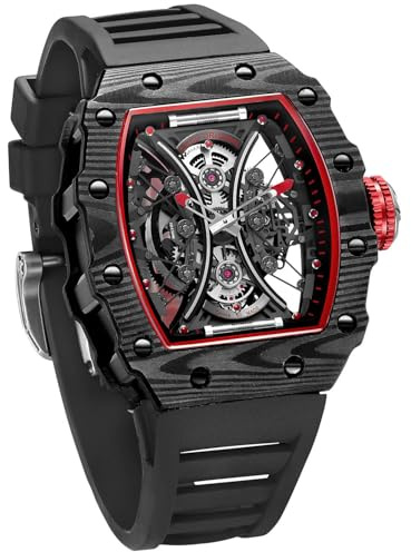 FEICE Automatische Armbanduhr für Herren, Saphirkristall, japanisches Uhrwerk, Skelett, automatische mechanische Armbanduhr, wasserdicht, Sport-Armbanduhr – FM602