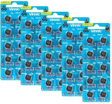 VINNIC 1131F LR54 AG10 Alkaline-Batterien, 1,5 V, Uhr, kein Quecksilber, 50 Stück