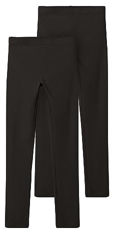 NAME IT Mädchen Nkfvivian 2p L Noos Leggings, Black/Pack:Packed with Black, 110/116