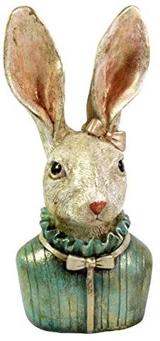 MACOSA WV48199 Osterhasen Büste Türkis 22 cm Vintage Stil Skulptur Oster-Deko Figur Dekohase Hase Dekofigur Ostern Dekoration Osterschmuck Tischdeko (Türkis)