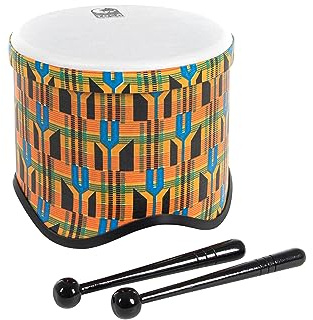 TOCA World Percussion Freestyle II Tom Tom TF2T-K Kente Cloth | PVC, Kesselrand mit Gummiüberzug, immer gestimmt, wetterfest, abwaschbar, inkl. Schlägel