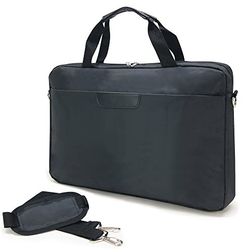 Waytex Sacoche Ordinateur 17 pouces Porte Documents avec 2 Poignées et Bandoulière épaule et 2 Poches zippées, Noir