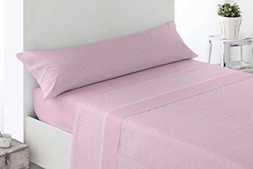 Energy Colors Textil-Hogar - Verano Cama 150 - Juego Sábanas 3 Piezas con Bajera Ajustable 1 Funda Almohada y Encimera Microfibra (Nojia Rosa)