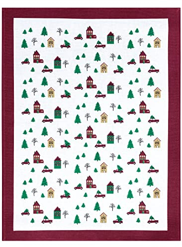 Reduziert: Kracht Geschirrtücher für Weihnachten aus Halbleinen, Christmas Town, 2er Pack, 50x70 cm