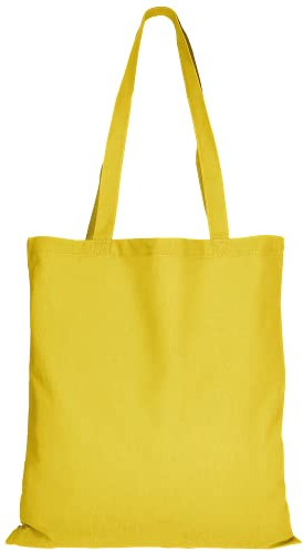 TEXXILLA 10er | 25er | 100er Pack Baumwolltasche - 28 Farben | mit Zwei Langen Henkeln | 38x42cm | Jutebeutel | Einkaufstasche | unbedruckt, Farbe:gelb, Größe:10 Stück