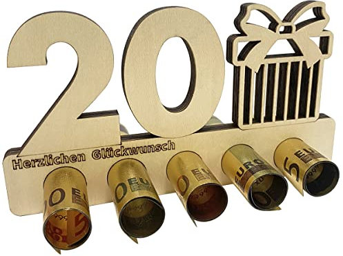 Geldgeschenke Geburtstag 20, 20. Geburtstag Geldgeschenk Holz, Geschenke zum Geburtstag oder Jubiläum, Holz Geschenke Freunde/Familie, Kreatives Geldgeschenke zum Jubiläum