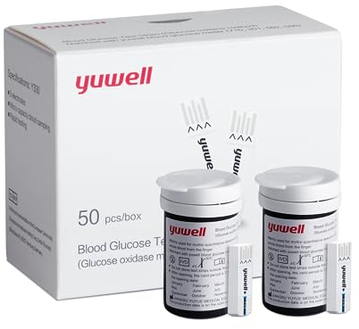 yuwell Blutzuckerteststreifen 660, 50 Stück (inklusive Streifen und Lanzetten)