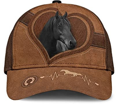Uomo Donna Tappo Sportivo Cappelli da papà Leggera Tesa Curva Visiera Baseball Cappellino per Caccia Cavallo Vintage, Battito Cardiaco per Cavallo Animale, Regali Equini per Gli Amanti dei Cavalli