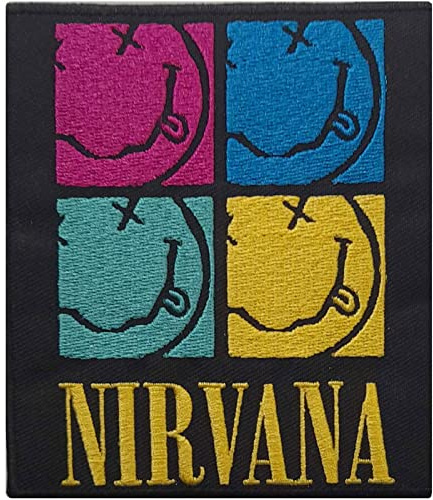 Men's Nirvana Smiley Squares Woven Patch