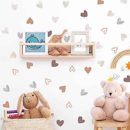 Wenxiaw Herzen Set 108 Stück Wandtattoo für Babyzimmer, Selbstklebende Herzen Wandsticker Wandtattoo, Wandaufkleber Kinderzimmer Herzen Für Babyzimmer Junge Mädchen