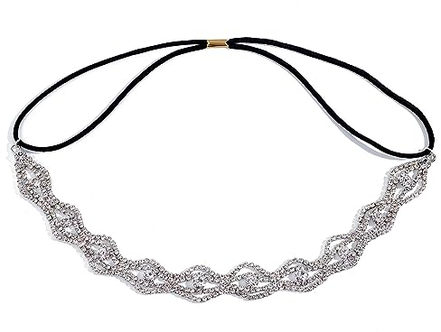 NICENEEDED Strass-Stirnband-Krone, Elastisches Mehrlagiges Haarband, Vintage Bohemian Anhänger Tiara Stirn Kopf Kette Kopfschmuck Für Frauen Damen Mädchen Festival Party Hochzeit Dekor Halloween
