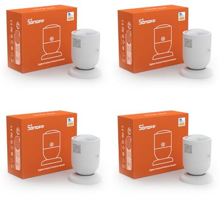 4 Pack SONOFF SNZB-06P Zigbee Human Presence Sensor, 5.8GHz Microwave Radar Built-in Light Detector Motion Sensor, High Precision Detects, Supports Alexa, Google Home and Home Assistant