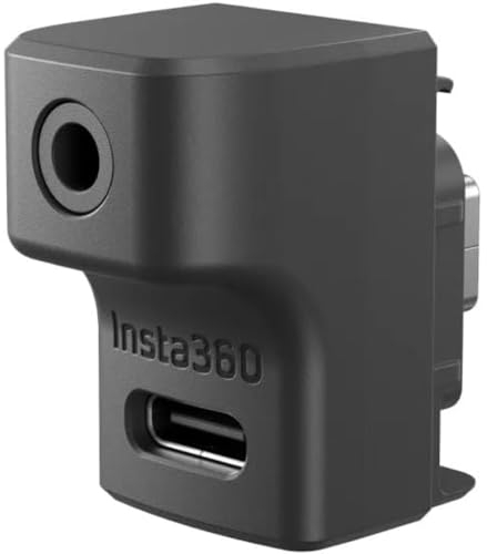 Insta360 Adattatore per Microfono, per Ace Pro e Ace, Porta Tipo-C, Audio da 3,5 mm per Ricaricare la Videocamera, Nero