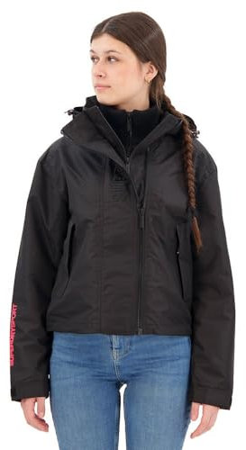 Superdry Veste coupe-vent SD pour femme avec capuche et broderie, Noir , 36