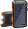 WEENCOO Batterie Externe Solaire 20000mAh USB Chargeur Portable avec Panneau Solaire, Splashproof, Antipoussière, Antichoc Power Bank avec 2 Lampes de Poche, Port d'entrée de Type C, Boussole (Orange)