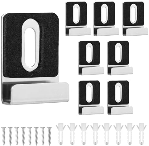 8pz Kit Clip per Specchio, Supporto per Specchio con Cuscinetti in Gomma per Viti Gancio per Specchio per Display per Cartelloni per Piastrelle da Parete con Montaggio Senza Cornice(Argento)