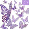 60 Pcs 3D Schmetterlinge Deko Schmetterling Wanddeko Aufkleber mit glänzenden Lila Schmetterling Abziehbilder Klassenzimmer Dekor mit Set 5 Stil Abnehmbare Dekorative Papier (Pailletten Lila)