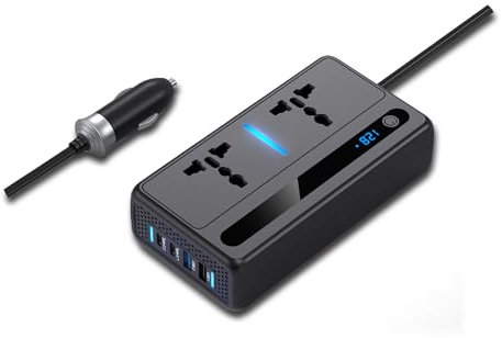 LEVADA PLUS Inverter di Potenza per Auto 200W – Convertitore da 12V DC a 220V AC con 2 Porte USB e 2 USB Type-C (QC3.0 36W, 30W) – Ideale per Auto e SUV