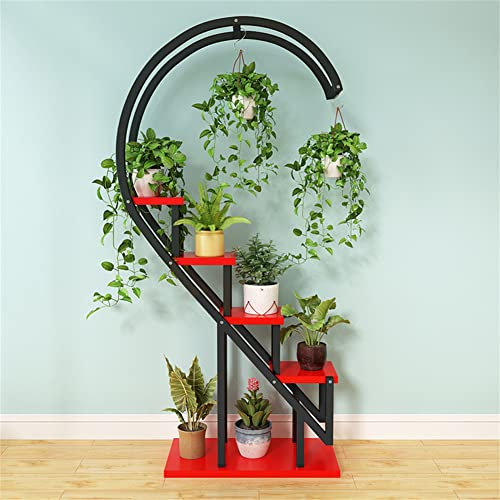 CRBUDY Indoor Plant Stand 5 Tier Tall Metal Indoor Plant Stand,Simple And Modern FloorStanding MultiLayer Plant Shelf Rack,Half Moon Flower Plant Stand Rack for Living Room Balcony Patio,