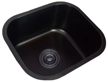 Fregadero Cocina 1 Seno,Pileta de Cocina Negro Rectangular,Lavadero Cocina Inox,Pila de Cocina PequeñO con Drenaje,Formas de Instalar Sobre Encimera/Bajo Encimera (37x31x19cm)