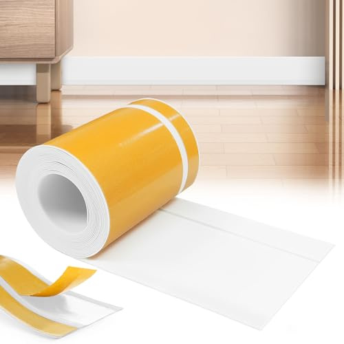 YushengTai Battiscopa, 80mm x 20mm x 3 m Battiscopa Adesivo Flessibile PVC, Impermeabile, Antimacchia e Antimuffa, Adatto per Bagno e Cucina (Bianco)