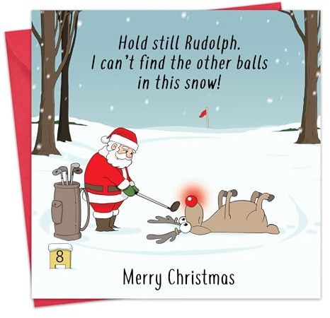 Twizler Golf-Weihnachtskarte – lustige Weihnachtskarte für Golfer – Humor Herren-Golf-Weihnachten für Ihn, Ehemann, Vater, Sohn – Frohe Weihnachten für Ihre Frau, Mutter, Tochter