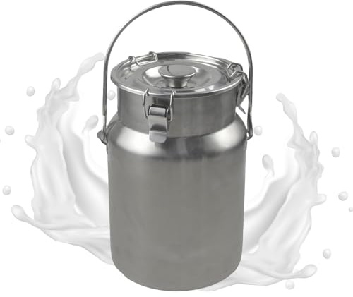 KELUNIS 3L/5L/10L 304 Stainless Steel Milk Can Milk Jug with Handle and Lid Milk Bucket Milk Jug for Milk Wine Oil Storage Transportation,3L
