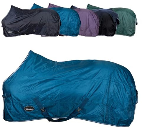 Marengos - Regendecke 420D Economic – leichte Pferdedecke für Regen – atmungsaktiv & wasserdicht – Weidedecke mit Kreuzgurten – Outdoordecke für Pferde – 115cm in Petrol