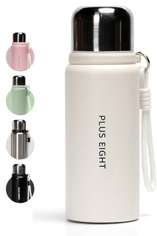 pluseight Insulated Water Bottle with Straw, 600ml Leak Proof 18/8 Stainless Steel Vacuum Tumbler for Sports, Gym or Office, BPA-Free Keep Cold 24H Hot 12H (White)