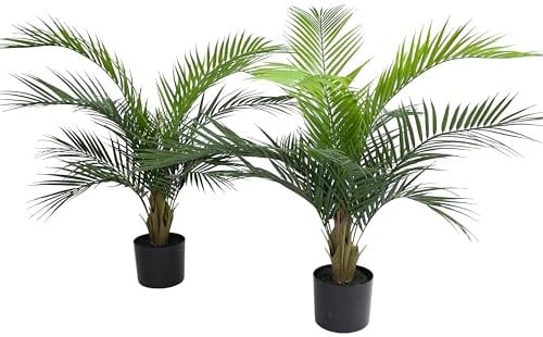 90cm 3ft Artificial Butterfly Palm Tree in Black Pot - Indoor/Outdoor Fake Palm - Blooming Artificial (2)