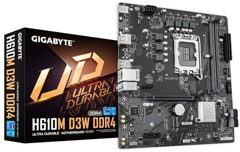 GIGABYTE H610M D3W DDR4 Placa Base - Compatible con procesadores Intel Core de 14ª generación, VRM de 5+1+1 Fases, hasta 3200 MHz DDR4, 1xPCIe 3.0 M.2, LAN 1 GbE, USB 3.2 Gen 1
