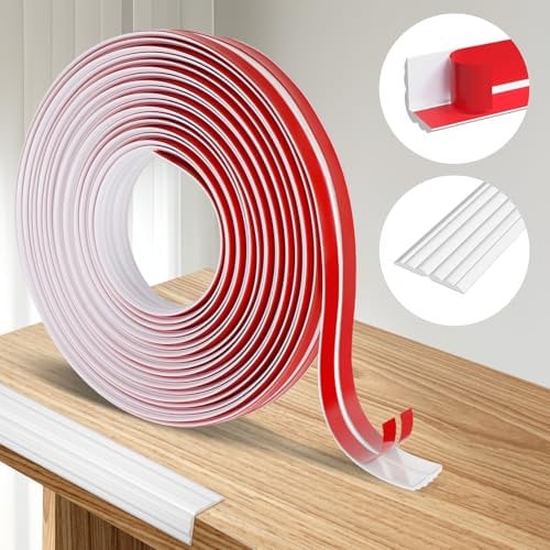 Plinthe Souple Autoadhésive, 20mm x 6m PVC Baguette de Finition Adhesive, Moulure Murale Corniche Plafond, Protection d'angles et Rebords, Angle Plinthe pour la Cuisine et la Salle de Bain, Blanc
