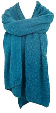 HomeRelax&Style Winter Damen Schal Trapez » Bouclé Damenschal 200x40 cm » Winterschal Trapezschal » Alpaca Touch-Feeling | weich & flauschig Farbe Petrol