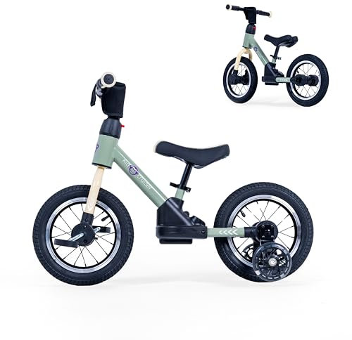 Kidcruiser Pedalplay laufrad ab 2 Jahre 3‑in‑1 mit LED Stützrädern & Pedalen, Modulrahmen - Hellgrün.