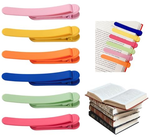 Ruayia Lesezeichen Silikon Automatisches 6 Stück, Automatic Bookmark Farbiges Silikon Geschenk Lesen für Leser Liebhaber Frauen Kinder Männer - 6 Farben
