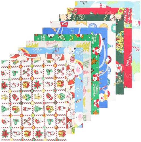 Garneck 10 Stück Weihnachtsstoff Baumwolle Meterware - 20x25 cm - Perfekte Stoffreste Für Quilten Patchwork Und DIY Bastelprojekte in Festlichem Design Für Eine Besinnliche Weihnachtszeit