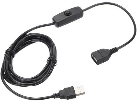 sourcing map USB Extension Cable with ON/Off Button Switch 2m USB Male to Female Extension Cord for Desk Lamp Fan LED Light Strip Black Pack of 1