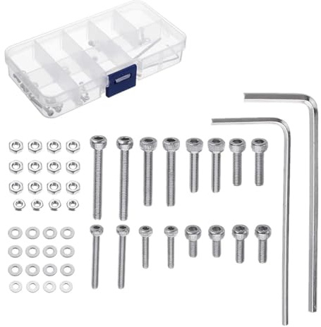 XFUYI 50 Stück/Set l Plattenspieler-Headshell-Kartuschen-Montagesatz Edelstahlschrauben Innensechskant für Kopfschrauben und Muttern Set