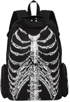 Qianly Totenkopf Rucksack für Herren, Laptoptasche, Gothic, für Camping, Geburtstagsgeschenk, Einkaufen