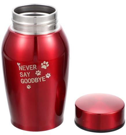 BUGUUYO Urne Tücher menschlich Hundeshampoo Deckel Tieraschebehälter Haustiergedenkbehälter Haustiergedenkbox Haustierfriedhof Hundeerinnerungsgeschenke Rostfreier Stahl rot