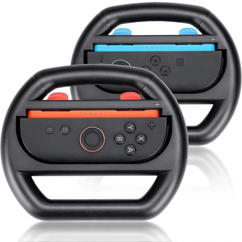 Growalleter Steering Wheel Compatible with Nintendos Switch 2 Steering Wheel Pro Controller – 2 pcs Racing Wheels for Switch 2 JoyCons Controllers (Steering Wheel-Black)