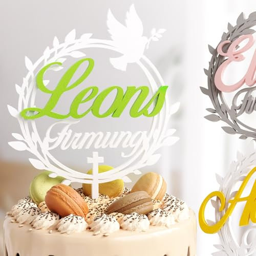 Personalisierbarer Cake Topper zur Firmung | Individuelle Torten-Deko mit Namen | Hochwertige Verzierung in vielen Farben | Perfekt für die Firmungsfeier & als stilvolle Erinnerung