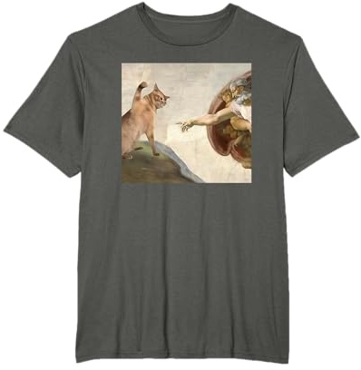 Funny Cat God Creation of Adam Meme Jesus T-Shirt