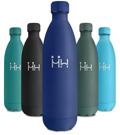 Borraccia Termica 1L, Bottiglia Termica Riutilizzabile con Doppia Parete, Antigoccia, Bottiglia Acqua Senza BPA, Borraccia Acciaio Inox Per Bambini, Adulti, Scuola, Ufficio, Escursioni, Sport