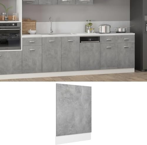 Geschirrspülerblende mit Sockelleiste Geschirrspüler Frontblende Geschirrspülerfront Blende Spülmaschine Betongrau 45x3x67 cm Holzwerkstoff/ 802558