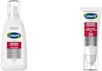 CETAPHIL Pack PRO REDNESS Control: Espuma Limpiadora Facial 236ml + Hidratante Facial con SPF 30 50ml, para Piel con Tendencia al Enrojecimiento y Sensible