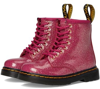 Dr. Martens Jungen Mädchen 1460 T (Toddler) Springerstiefel, Fuchsia/Silber/Gold Glitter, 24.5 EU