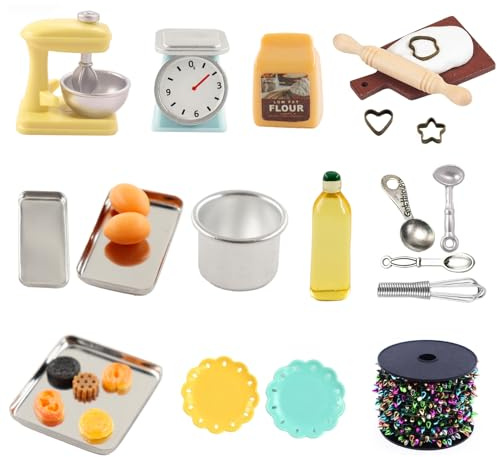 25 Stück Miniatur Wichtel Zubehör, Wichtel Zubehör Backen | Miniatur Puppenhaus Zubehör, DIY Küche Backset,1:12 Miniatur Backzubehör für Weihnachten Deko