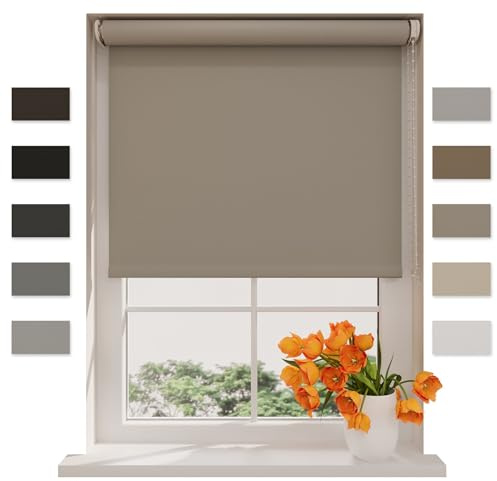 DTCH® Tenda a rullo oscurante senza forare, beige grigio, 60 x 190 cm